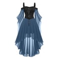 thumbnail image 1 of Robes Style Gothique pour Femmes Grande Taille Robe Midi Élégante avec Manches Évasées en Chiffon Tenue de Soirée Ourlet Irrégulier, 1 of 5