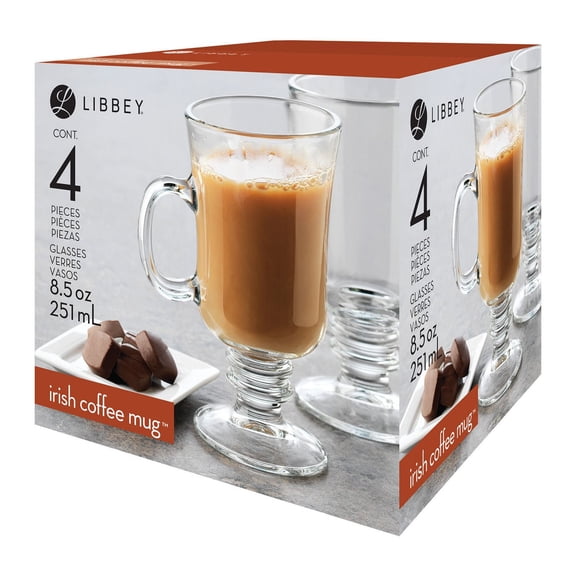 Tasses à café irlandais en verre de Libbey