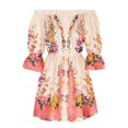 thumbnail image 4 of Ketyyh-chn99 Robe T-Shirt 2024 Robe Évasée à Fleurs Robe Bohème à Fleurs pour Femme Portefeuille Col en V Manches Courtes Ceinturée Ourlet à Volants Ligne A Fluide Robes Maxi Rose,2TG, 4 of 5
