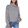 thumbnail image 1 of Timegard Chandail en Molleton pour Femmes Col Haut Manches Longues Chandail Automne Hiver à Cordon Ample Confortable, 1 of 8