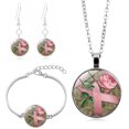 thumbnail image 1 of WIFKLSIIPG Flying Angel Wing Ribbon Necklace Bracelet Earrings Set for Women Rose Flower Cancer Awareness Jewelry, 1 of 3