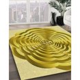 thumbnail image 3 of Ahgly Company Tapis de Zone Rond d'Intérieur Lavable à la Machine, Transitionnel, Jaune Audacieux, 5 Pieds Rond, 3 of 7