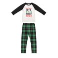 thumbnail image 2 of Kmbangi Matching Family Christmas Pajamas Letter Raglan Tops + Plaid Pants, 2 of 10