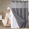 thumbnail image 2 of Shower Curtain For Bathroom 71 in W x 74 in H Reversible Heavy Duty Polyester Fabric With Built-in Large Rings, 2 of 6