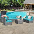 thumbnail image 1 of Costway Ensemble de Meubles en Rotin Osier 8 Pcs pour Patio avec Table de Rangement Turquoise, 1 of 10