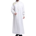thumbnail image 2 of Shirts for Men Mens Muslim Robe Arab Middle Robe Long Style Long Sleeve Embroidered Standing Neck Pocket Long Shirt Casual Robe, 2 of 12