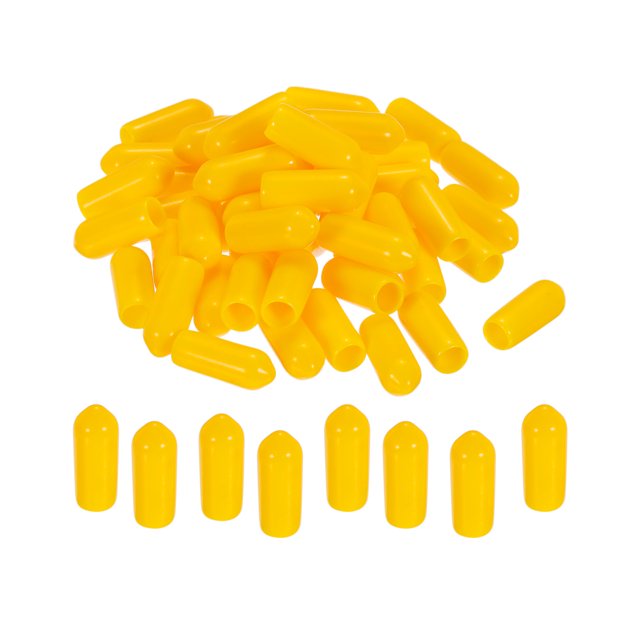 Unique Bargains 50 Pcs Capuchons d'Extrémité en Caoutchouc 5 mm Couvre-Vis en PVC Vinyle Protecteur de Filetage Rond Capuchons d'Étagère en Fil Jaune