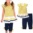thumbnail image 2 of Birdeem Chemises pour Filles Mode Filles Décontracté Manches Courtes Hauts Col Rond Bouton Imprimé Ensembles de Shorts, 2 of 12