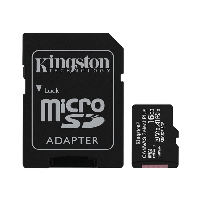 Kingston Canvas Select Plus - Flash memory card (microSDHC to SD adapter included) - 16 GB - A1 / Video Class V10 / UHS Class 1 / Class10 - microSDHC UHS-I