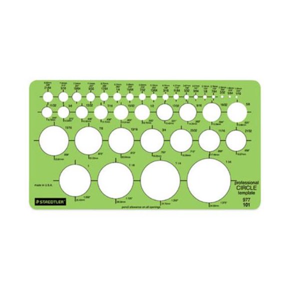 Staedtler STD977101EA 4 x 7.25 in. Templates with 39 Circles, Green