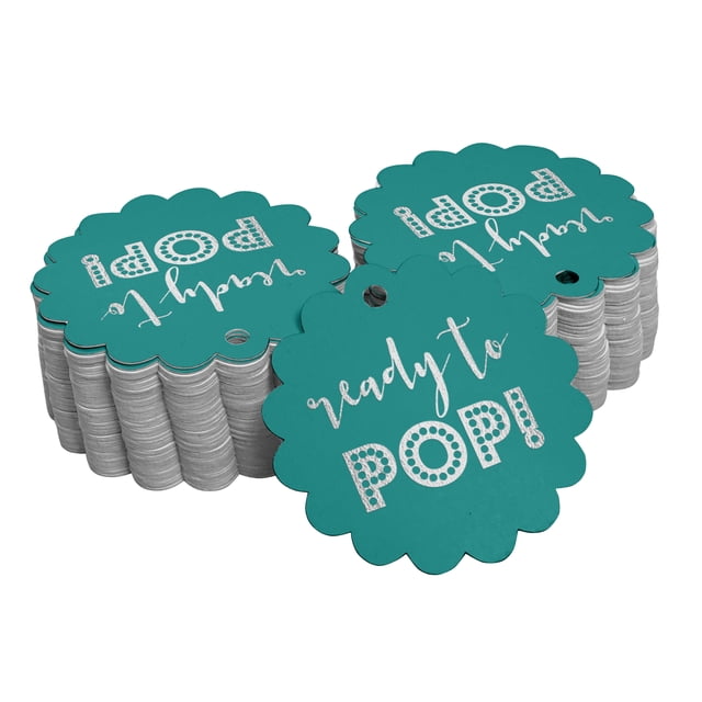 Inkdotpot 100 Pack Real Silver Foil Paper Tags Ready To Pop Baby Shower Favor Hang Tags
