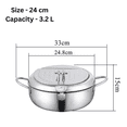 thumbnail image 3 of EIGTHTAIL Japanese Style Deep Fryer Pot With Drain Lid & Thermometer 24 cm  3.2L Capacity, 3 of 9