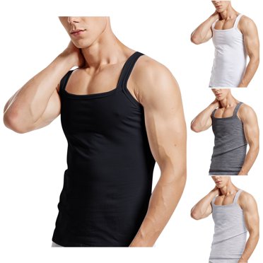 lcziwo Débardeurs à Encolure Carrée pour Hommes, Décontractés, Couleur Unie, Athlétiques, Sans Manches, T-Shirts Confortables et Légers pour l'Entraînement au Gym, Hauts de Type Veste, Soldes des Fêtes, Noir, TTG