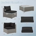 thumbnail image 3 of Costway Ensemble de Conversation en Rotin PE pour Terrasse Extérieure, Canapé Sectionnel 10 Pcs, Noir, 3 of 10
