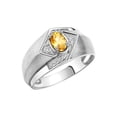 thumbnail image 3 of RYLOS Mens Rings Sterling Silver Ring 6X4MM Oval Shape Gemstone & Diamond Ring Citrine November Birthstone Rings For Man Silver Rings, Size 13, 3 of 7