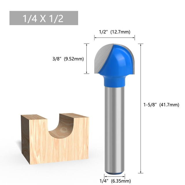 1/4 Shank Ball Nez Routeur Bits Fin Moulin Rond Crique Boîte Solide CNC Fraisage Bit