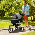 thumbnail image 2 of PawHut Pet Stroller with 3 Wheels for Small and Medium Dogs, Grey, 2 of 10