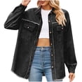 thumbnail image 2 of Babysbule Manteaux d'Hiver pour Femmes Mode pour Femmes Couleur Col à Revers Style Amincissant Manche Veste en Denim Liquidation Hauts, 2 of 6