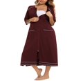 thumbnail image 2 of Crew Neck Zip-up Slit Long Dress for Women  Short Sleeve Nightgown, 2 of 6