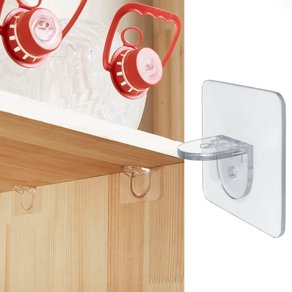 Clear No Drill Cabinet Shelf Bracket PVC Load Bearing Corner Support for Wall Mounted Storage