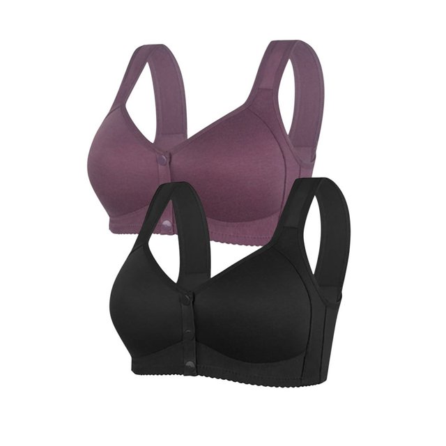 2PC Women‘s Front Side Buckle Lace Edge Without Steel Ring Movement Seamless Gathering Adjustment Yoga Sleep Large Bra