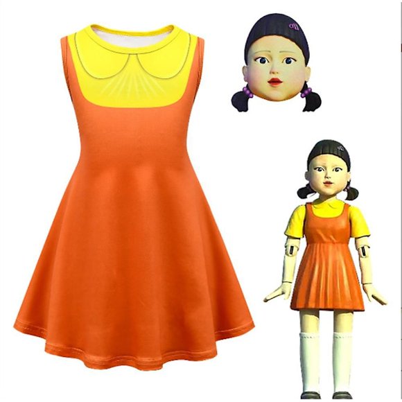 Squid Game Costume 123 Wooden Doll Costume + Mask, Role Play Costume