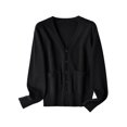 thumbnail image 1 of MAWCLOS Ladies Cardigan Sweater Long Sleeve Outwear V Neck Coat Soft Travel Button Down Jacket Black 3XL, 1 of 2