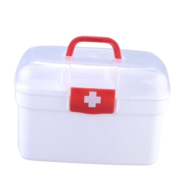 Multi Purpose Family First Aid Medical Box Container Removable Tray Bin Portable L