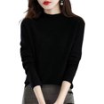 thumbnail image 1 of Women‘s Wool Sweaters Mock Turtle Neck Lightweight Long Sleeve Cozy Warm Fall Winter Pullover Tops, 1 of 6