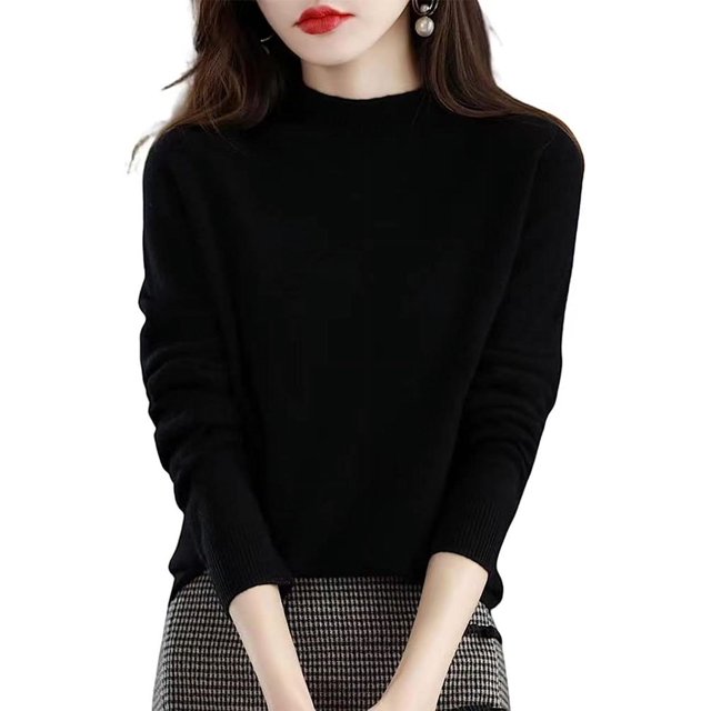 Women‘s Wool Sweaters Mock Turtle Neck Lightweight Long Sleeve Cozy Warm Fall Winter Pullover Tops