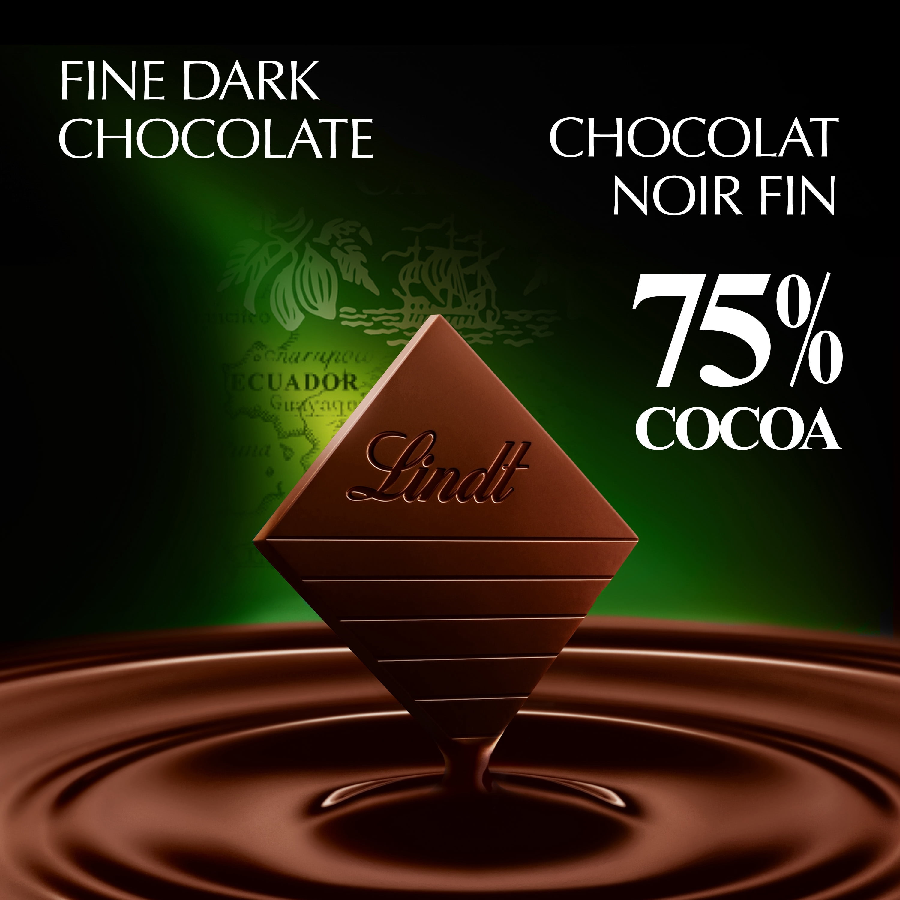Chocolat noir Lindt EXCELLENCE Ecuador à 75 % de cacao – Barre (100 g)
