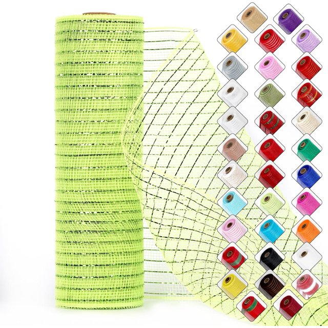 Mesh Ribbon for Wreaths 10 Inch x 30 Foot Wreath Mesh Rolls with Shiny Metallic Foil for Easter Christmas Party Wedding Home Decor DIY Craft Projects and Gift Wrapping