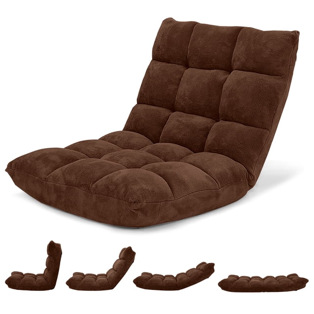 Costway Adjustable 14-Position Floor Chair Folding Lazy Gaming Sofa Chair Cushioned