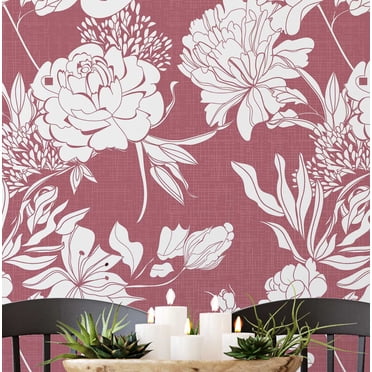 S4Sassy Papier Peint Vinyle Autocollant, Papier Peint Monochrome Audacieux à Motif Floral Papier Adhésif Imperméable - Brun, 25 Pouces X 240 Pouces, Revêtement Mural Amovible pour la Déco de la Maison dans les Chambres, Logements Locatifs, Armoires