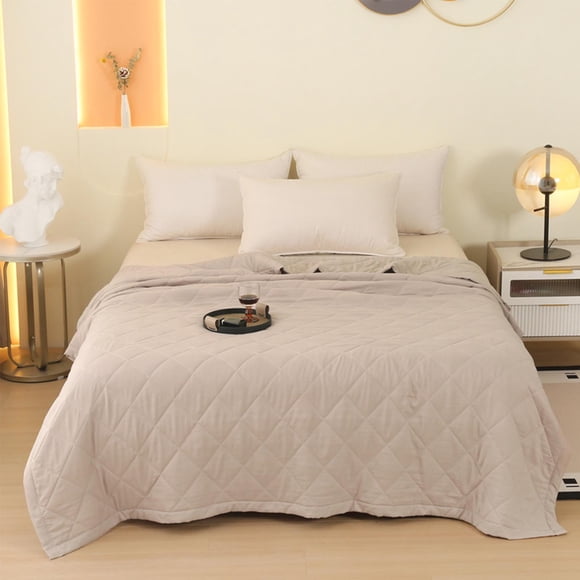 Liquidation! Courtepointe d'Été Fraîche, Couverture Légère pour Climatisation - Jeté Mince Lavable à la Machine, Mélange de Coton Respirant, Couverture Douce pour Canapé - Bleu Marine, Rose, Kaki, Gris, Vert