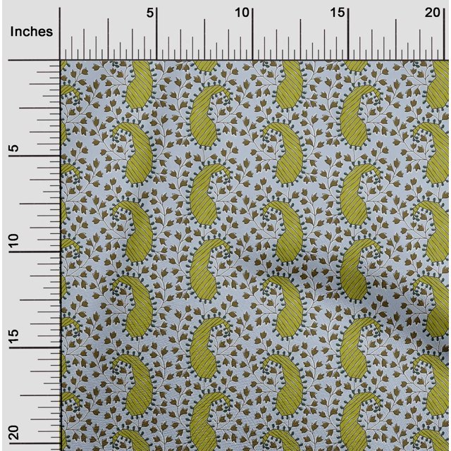 oneOone Georgette Viscose Fabric Floral & Paisley Block Print Fabric BTY 42 Inch Wide