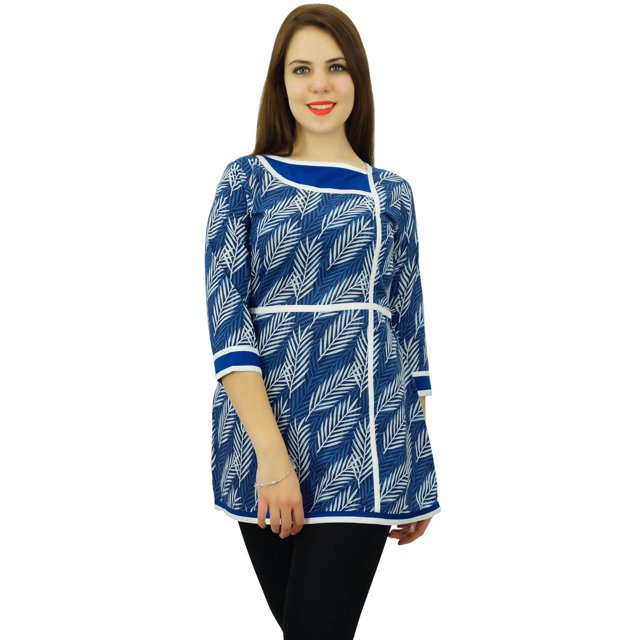 Phagun Kurta Décontracté pour Femmes, Haut à Manches 3/4, Kurti Courte, Blouse en Coton