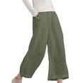 thumbnail image 2 of RKSTN Womens Pants Multiple Solid Color Cotton Linen Loose Casual Wide Leg Capris Loose Comfortable Pants, 2 of 5