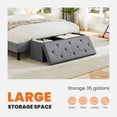 thumbnail image 4 of EDX 43" Storage Ottoman, Foldable Multi-Functional Footrest, Linen Fabric, 660lbs Load Capacity for Bedroom, Grey, 4 of 10