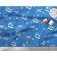 thumbnail image 3 of Soimoi Polyester Crepe Fabric Pencil,Anchor Hook & Deer Animal Print Fabric by Yard 52 Inch Wide, 3 of 3