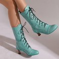 thumbnail image 4 of LOVZFMLL Bottes pour Femmes Bottes Chelsea Mi-Mollet à Lacets Bout Rond Sangles Ajustables Talon Évasé Moyen Bottes Mode Automne Hiver, 4 of 7
