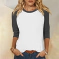 thumbnail image 2 of FNFYFH Liquidation Walmart + Offres de la Semaine T-Shirts de Baseball à Manches 3/4 pour Femmes 2025 Été Décontracté Col Rond Chandail Athlétique Manches Raglan Hauts Légers Blouses à Empiècements, 2 of 7
