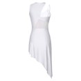 thumbnail image 3 of Aislor Robe de Danse Latine Salsa de Salle pour Femmes, Robe à Ourlet Asymétrique en Patchwork de Maille Transparente, Tenue de Danse, Blanc m, 3 of 7