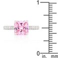 thumbnail image 3 of Precious Stars R07052RS-C12-08 Precious Stars Sterling Silver Princess-cut Pink Cubic Zirconia Engagement Ring, 3 of 4