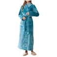 thumbnail image 1 of AherBiu Womens Robes Lightweight Fleece Warm Bathrobe Pajamas Plush Soft Comfy Wedding Party Long Robe with Belt, 1 of 6