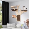 thumbnail image 4 of Gymax Wall-Mounted Cat Tower w/ Perch Hammock Sisal Scratching Posts & Mat Cushions, 4 of 10