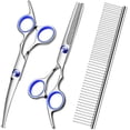 thumbnail image 1 of CHUANK Dog Grooming Scissors with Safety Round Tips Stainless Steel Professional Dog Grooming Kit - Thinning  Curved Scissors and Comb for Dog Cat Pet, 1 of 5