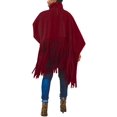 thumbnail image 2 of Haut à Franges à Col Montant à Manches Longues pour Femmes, Grande Taille, Poncho à Franges, 2 of 7