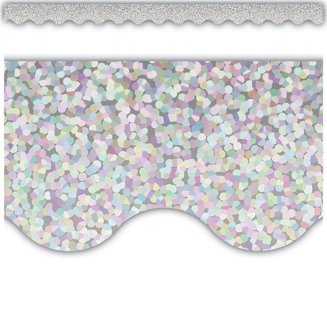 Teacher Created Resources TCR8765 Silver Sparkle Scalloped Border Trim