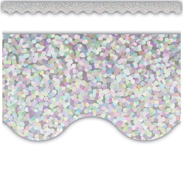 Teacher Created Resources TCR8765 Silver Sparkle Scalloped Border Trim